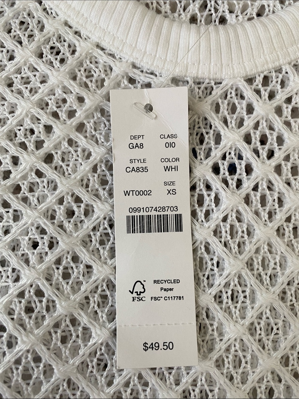 NWT J. Crew White Open Knit Sheer Crochet Tank Top - Picture 3 of 6